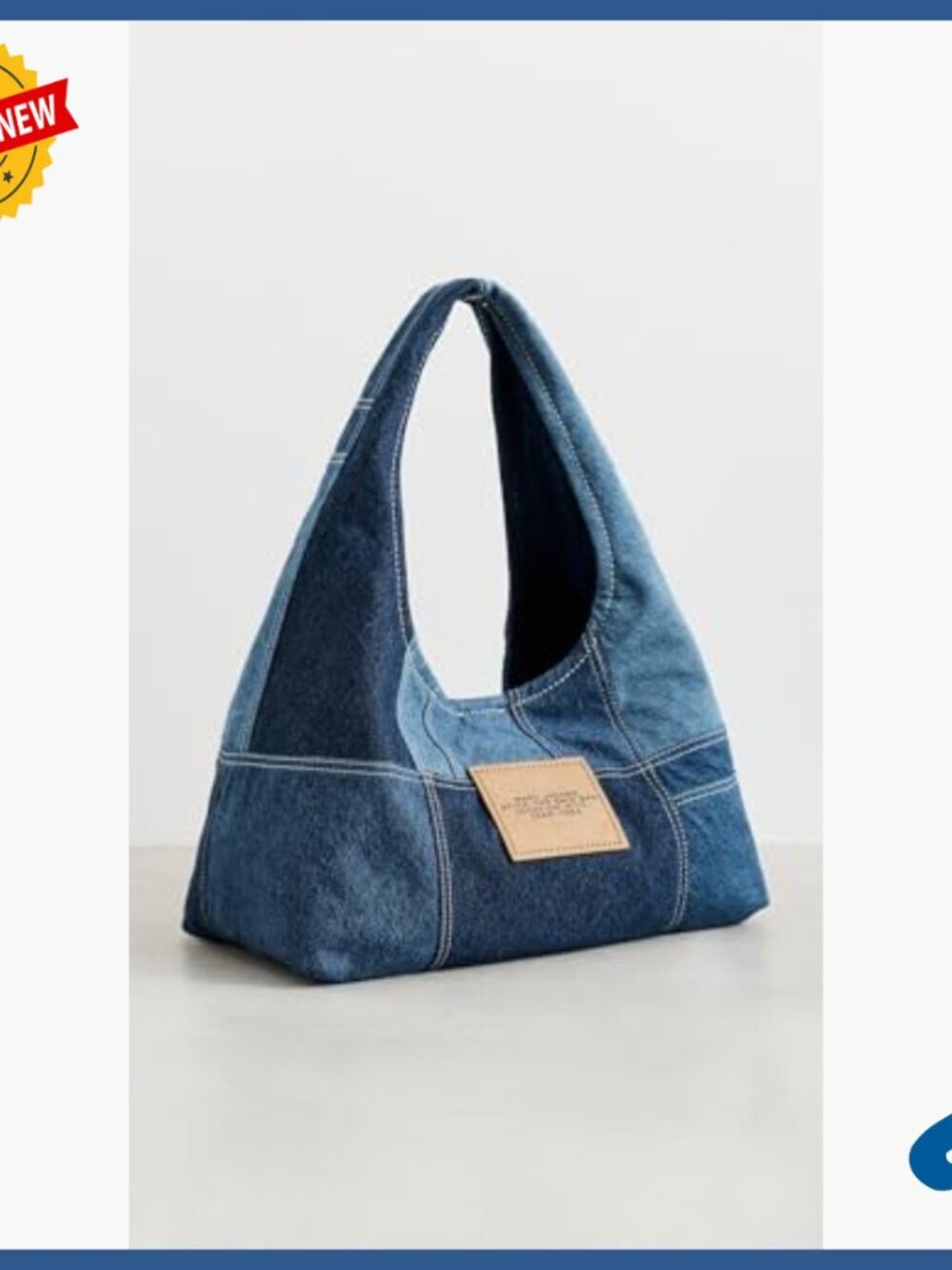 Medium Denim Shoulder Bag with Magnetic Closure, Rectangular Shape - Picture 3 of 5